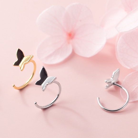 Sterling Silver Butterfly Earrings in Wrap Around Style - Picture 2 of 6